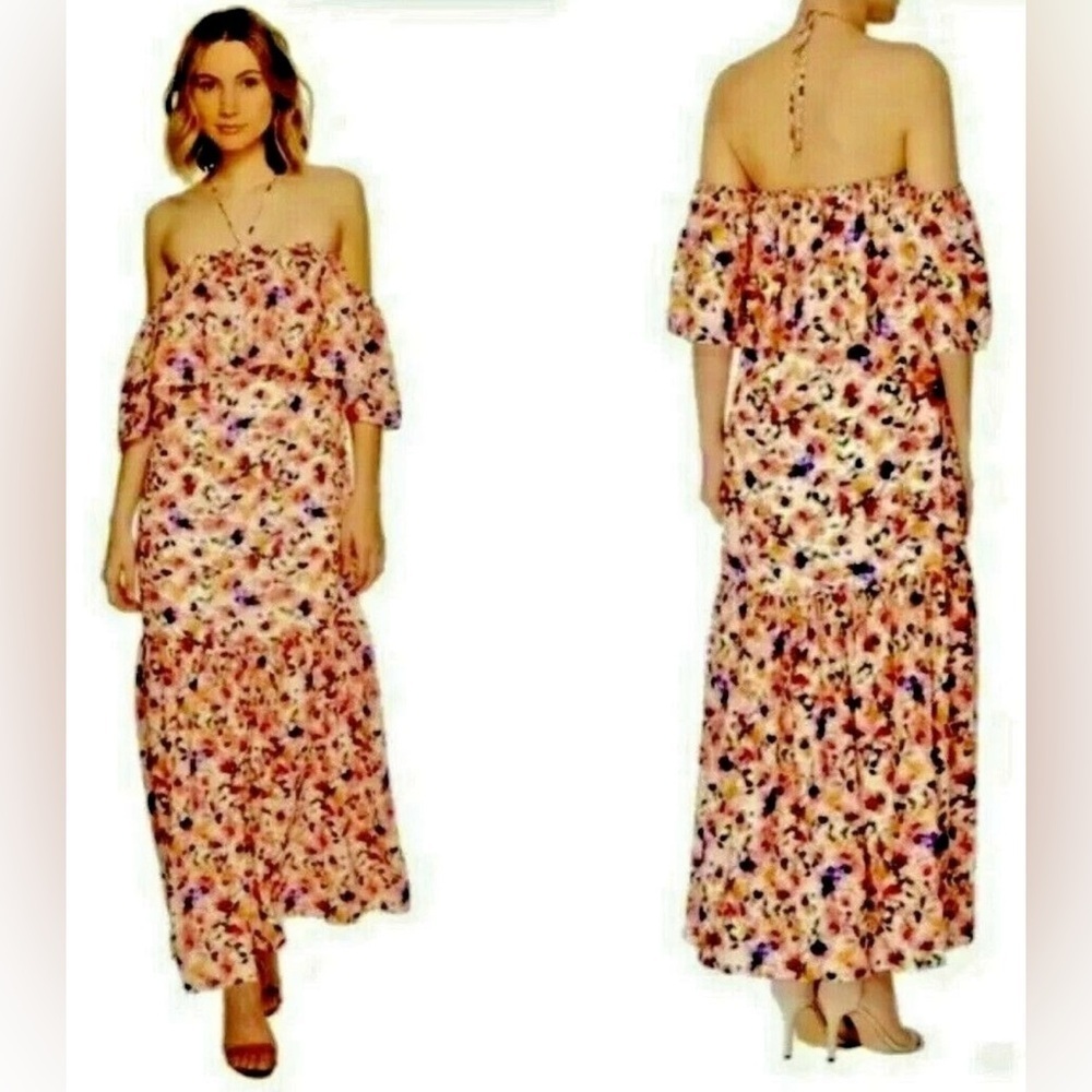 Catherine Malandrino Halter Tie Garden Party Dress Maxi Floral Women Sz XL NWT